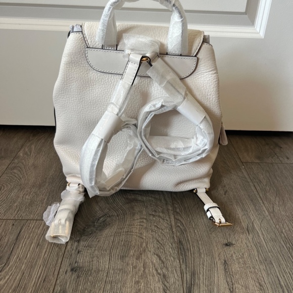 NWT Michael Kors Raven Leather Optic White/Gold Backpack In Original Packaging - Picture 7 of 7
